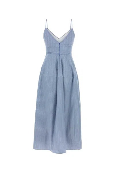 Co Basque Striped Tton-poplin Midi Dress In Blue