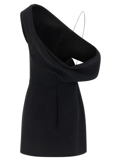 Jacquemus One Shoulder Mini Dress With Asymmetric Neckline In Black