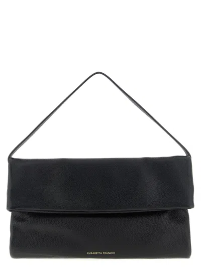 Elisabetta Franchi Signature Shoulder Bag Top Handle In Black