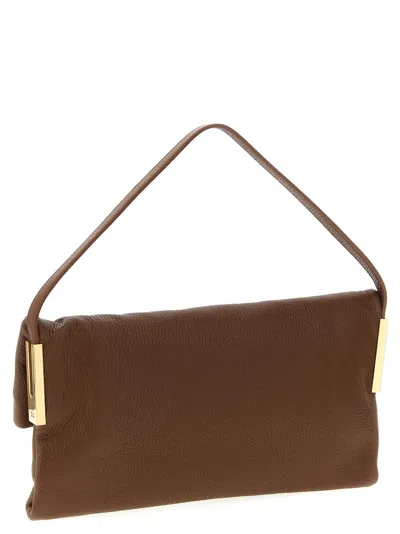 Elisabetta Franchi Signature Shoulder Bag Top Handle In Brown