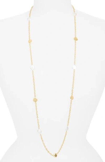 Karine Sultan Coin & Pearl Station Necklace In Gold