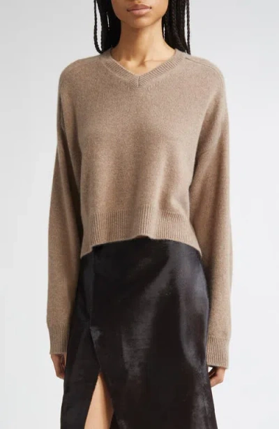 Loulou De Saison Anzor Lds V-neck Ribbed-detail Sweater In Brown