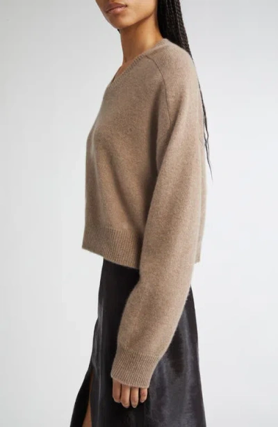 Loulou De Saison Anzor Lds V-neck Ribbed-detail Sweater In Brown