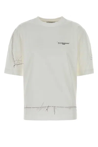 Givenchy Ribbed Crew-neck Cotton T-shirt With Graphic Print In White