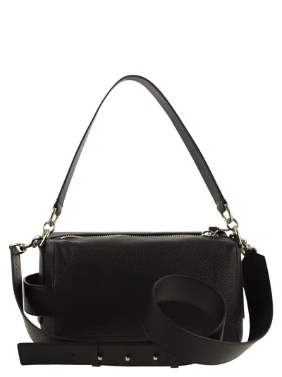 Hogan Script Mini Leather Top Box In Black