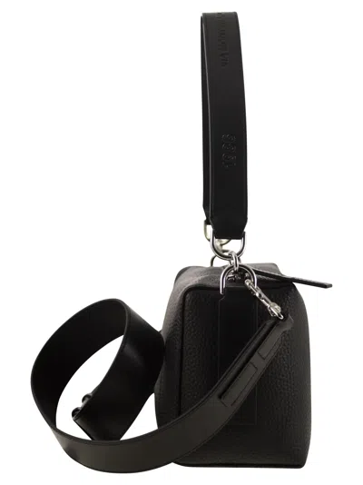 Hogan Script Mini Leather Top Box In Black