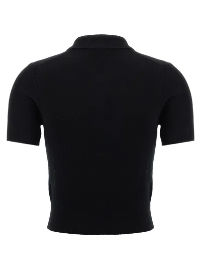 Alexander Wang T Cropped Wool Cardigan With Polo Collar In Black