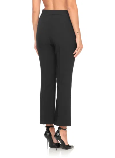 Elisabetta Franchi Straight-leg Cropped Crepe Pants With Gold Accents In Black