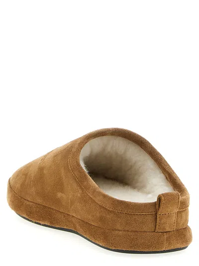 Balenciaga Camel Suede Alaska Ankle Slippers In Brown