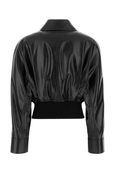 Bottega Veneta Short Lamb Leather Bomber Jacket In Black