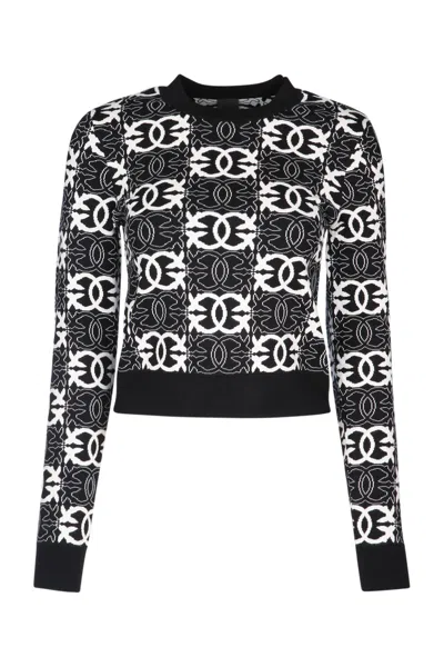 Pinko Gypsies Cropped Sweater Black/white In Multi