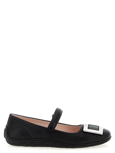 Roger Vivier Low Mary Jane Ballerinas In Leather In Black