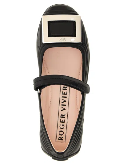 Roger Vivier Low Mary Jane Ballerinas In Leather In Black