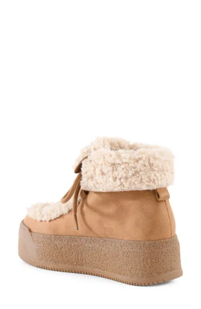 Bc Footwear Warm & Fuzzy Faux Shearling Platform Bootie In Brown