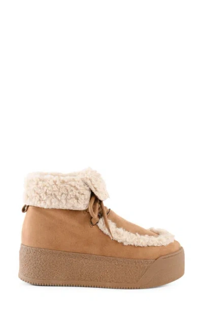 Bc Footwear Warm & Fuzzy Faux Shearling Platform Bootie In Brown