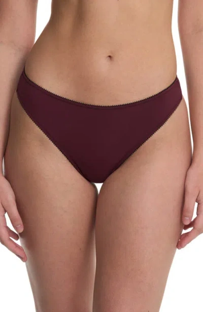 Natori Bliss Lace-trim Cotton French-cut Brief Underwear 152058 In Burgundy