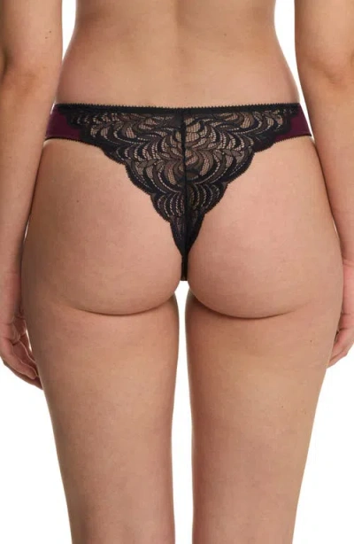 Natori Bliss Lace-trim Cotton French-cut Brief Underwear 152058 In Burgundy