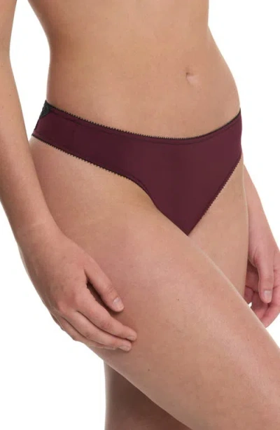 Natori Bliss Lace-trim Cotton French-cut Brief Underwear 152058 In Burgundy