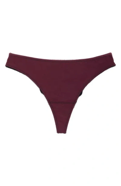 Natori Bliss Lace-trim Cotton French-cut Brief Underwear 152058 In Burgundy