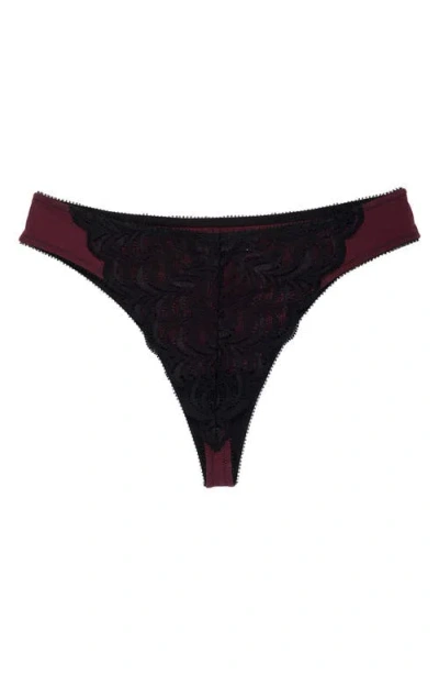 Natori Bliss Lace-trim Cotton French-cut Brief Underwear 152058 In Burgundy