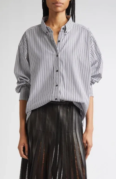 Brandon Maxwell The Javi Stripe Boxy Cotton Poplin Button-down Shirt In Multi