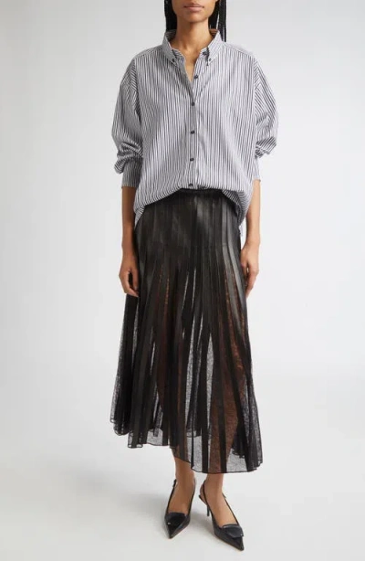 Brandon Maxwell The Javi Stripe Boxy Cotton Poplin Button-down Shirt In Multi