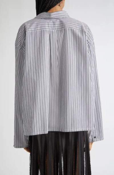 Brandon Maxwell The Javi Stripe Boxy Cotton Poplin Button-down Shirt In Multi