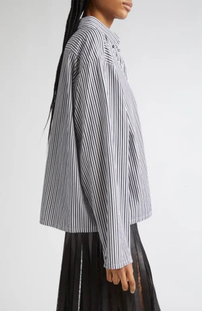 Brandon Maxwell The Javi Stripe Boxy Cotton Poplin Button-down Shirt In Multi