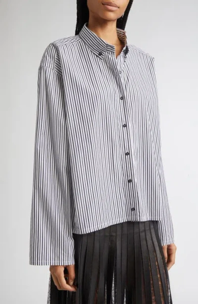 Brandon Maxwell The Javi Stripe Boxy Cotton Poplin Button-down Shirt In Multi