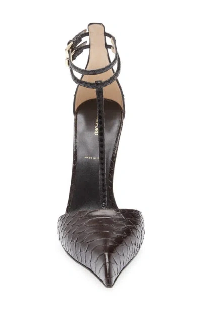 Tom Ford Python Stamped Leather Double Ankle Strap Pumps In Black