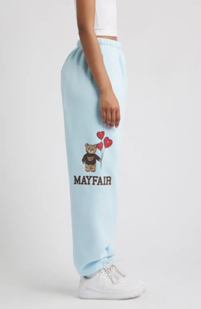 The Mayfair Group Bear Fleece Graphic Joggers In Blue