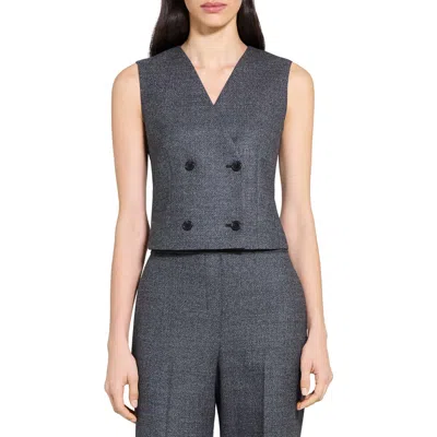Theory Double Breasted Marled Wool Vest In Gray