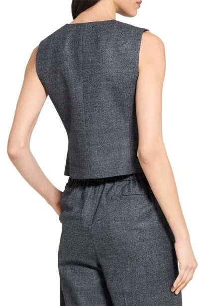 Theory Double Breasted Marled Wool Vest In Gray