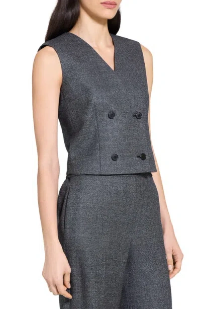 Theory Double Breasted Marled Wool Vest In Gray