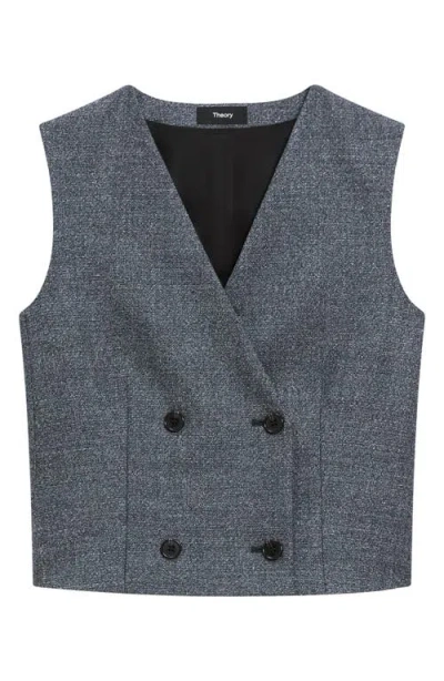 Theory Double Breasted Marled Wool Vest In Gray
