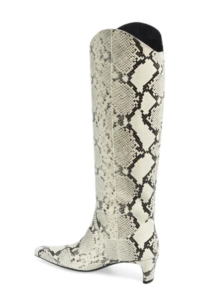 Staud Western Wally Snake-embossed Leather Knee-high Boots In White