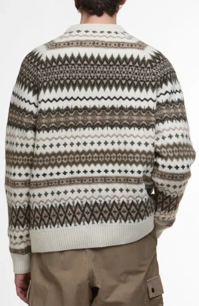 Barbour Mens Whisper White Hase Crewneck Stretch-wool Blend Jumper In Multi
