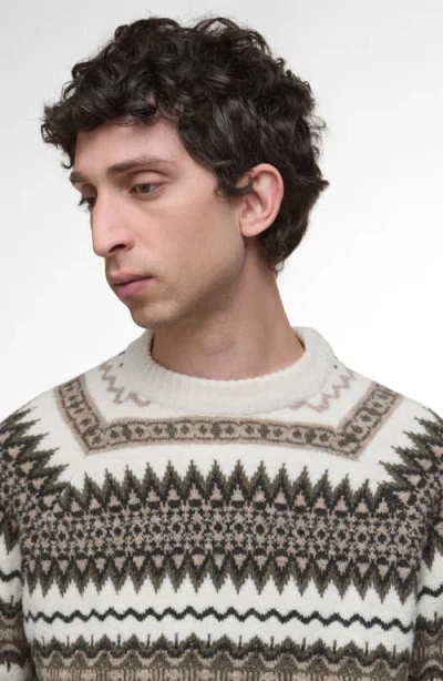 Barbour Mens Whisper White Hase Crewneck Stretch-wool Blend Jumper In Multi