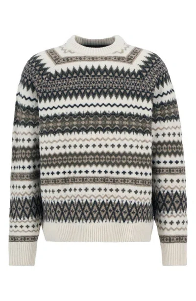 Barbour Mens Whisper White Hase Crewneck Stretch-wool Blend Jumper In Multi