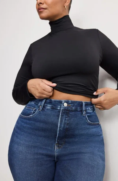 Good American Soft-tech Good Crop Mini Bootcut Jeans In Blue