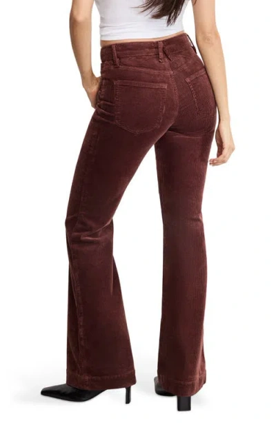 Good American Good Legs Patch Pocket Flare Corduroy Pants In Burgundy