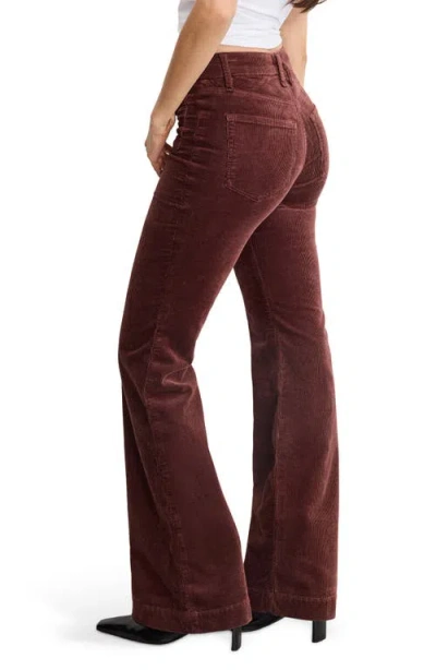 Good American Good Legs Patch Pocket Flare Corduroy Pants In Burgundy