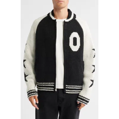 Obey Star-detail Zip-up Cardigan In Black