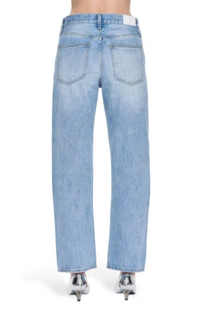 Pistola Lexi Mid Rise Bowed Straight Jeans In Aries In Blue