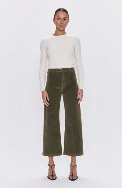 Pistola Penny Cropped High-rise Corduroy Pants In Sequoia In Green