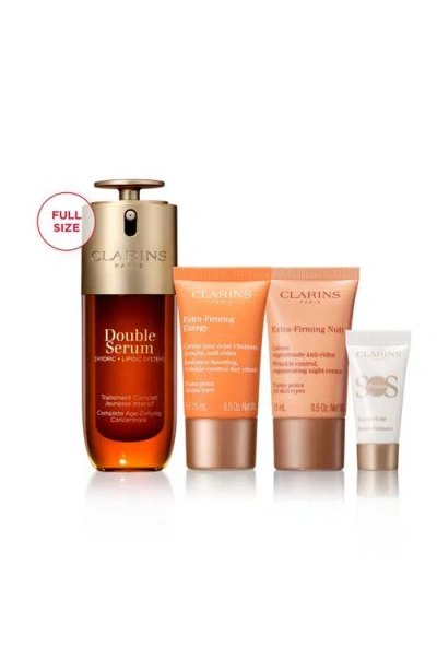 Clarins Double Serum & Extra Firming Skin Care Set $206 Value In Transparent