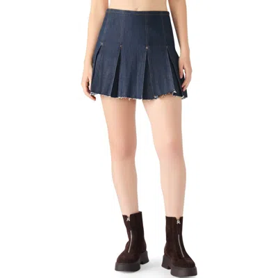 Steve Madden Joan Pleated Denim Miniskirt In Blue