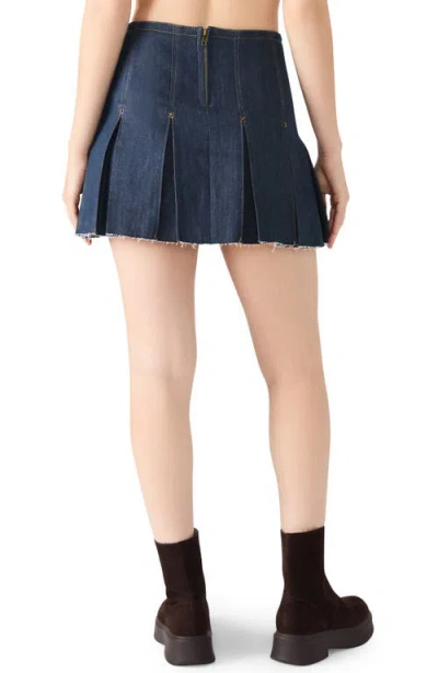 Steve Madden Joan Pleated Denim Miniskirt In Blue