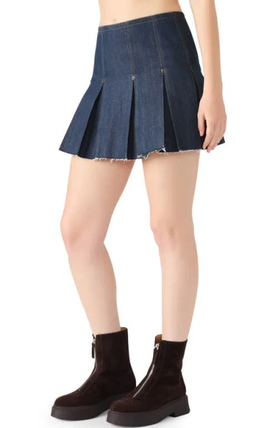 Steve Madden Joan Pleated Denim Miniskirt In Blue