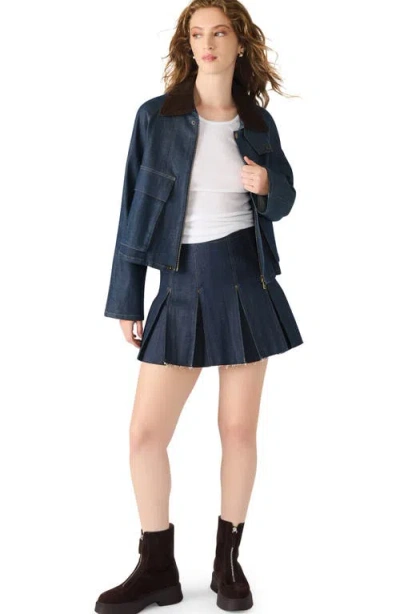 Steve Madden Joan Pleated Denim Miniskirt In Blue